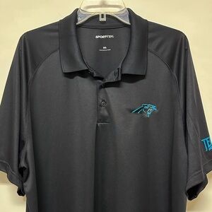 NWOT Sport-Tek Black Carolina Panthers Polo Golf Shirt with Blue Logo size 2XL